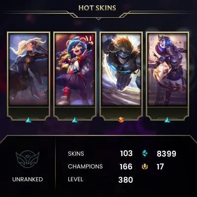 EMAIL CHANGEABLE - EUW - 166 CHAMPIONS - 103 SKINS - 8399 BE - HAND LEVELED - INACTIVE - SAFE 100% - WARRANTY - ULTRA RARE SKINS