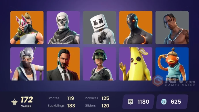 Spent 1100$ [PC/XBOX/NINTENDO/PSN] 171 skins | | Travis Scott | Astro Jack | Master Chief (Matte Black) | Omega (stage 5) MM 38