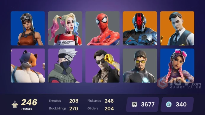 PC/PSN/XBOX/SWITCH 246 SKINS:EDDIE BROCK,RECON CHAMPION,JOLTARA,MIZUKI,PREDATOR,NEZUMI,THOR,SPIDER-MAN,AQUAMAN,REBIRTH RAVEN,TORIN