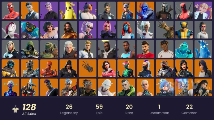 [PC/XBOX/NINTENDO]128 skins | | Gold Meowscles | Gold Brutus | Gold Midas | Point Patroller | Lina Scorch | Sultura CC24