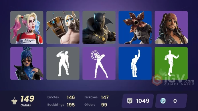 [PC-PSN-XBOX] -149 SKIN-Psycho Bandit OG-Demogorgon(OG)-105K V-B SPEND-Firebrand-Jack Skellington-FULL ACCESS-