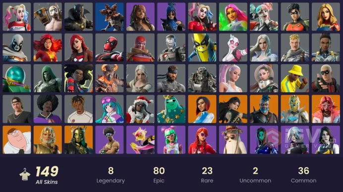 [PC-PSN-XBOX] -149 SKIN-Psycho Bandit OG-Demogorgon(OG)-105K V-B SPEND-Firebrand-Jack Skellington-FULL ACCESS-