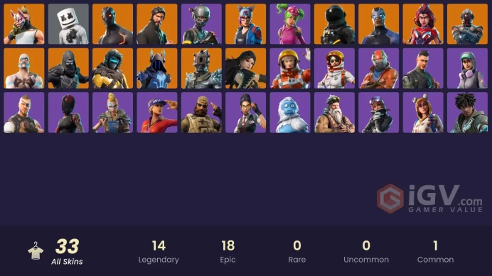 [PC/XBOX/NINTENDO/] 33 skins | | The Reaper | Elite Agent | Carbide | The Prisoner | Valor | The Ice King | The Visitor MM 40