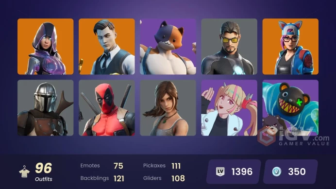 PC/PSN/SWITCH 96 SKINS:GLOW,ANDROMEDA,MANDALORIAN,THOR,LARA CROFT,DOOM SLAYER,PREDATOR,ERA,FADE,SNAP,MALIK,RONIN,MIDAS,ZENITH,NEZUMI