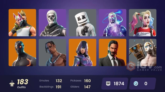 FA - [XBOX/SWITCH/PC] 183 skins | Galaxy | Glow | Travis Scott | Gold Midas | Gold Brutus | Royale Bomber | Clutch | Aloy | John Wick