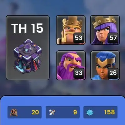 SEMI MAX TH15, GOOD DEFENCE, WALLS, TROOPS AND HEROES, EQUIPMENT GIANT ARROW AND SEMI MAX BUILDER BASE