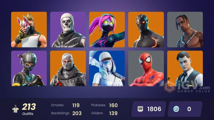 FA - [SWITCH/PC] 213 skins | Rogue Spider Knight | Elite Agent | Travis Scott | Sub Commander | Rogue Agent | Blue Striker | Havoc | Prodigy