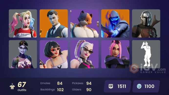 [PC/XBOX/PSN/SWITCH] 67 skins 1100 VB | Arctic Adeline | Harley Hitter | Evie | Malik (Solitary Defender) | Ascension Nezumi | Midas 