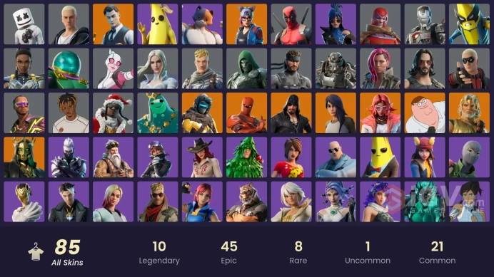 PC/PSN/XBOX/SWITCH 85 SKINS:KATALINA,PETER GRIFFIN,LYNX,DEADPOOL,MYSTERIO,VALERIA,ZENITH,V,DOOM,EMMA FROST,CAPTAIN JONES,NYANJA,DAIGO
