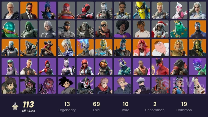 PC/PSN/XBOX/SWITCH 113 SKINS:SUBZERO CRYPTIC,JOHN WICK,LINA SCORCH,DEADPOOL,PEELVERINE,SHURI,EMMA FROST,CARBIDE,MIZUKI,CALAMITY,HADES