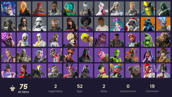 PC/XBOX/PSN/SWITCH 75 SKINS:DEADEYE,PEELVERINE,SHURI,MYSTERIO,GWENPOOL,GHOST RIDER,DOOM,EMMA FROST,RUST,KENDO,BONES,HANA,DAIGO,IMANI