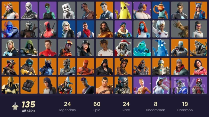 FA - [XBOX/SWITCH/PC] 135 skins | Travis Scott | Gold Midas | Gold Meowscles | Gold Brutus | Royale Bomber | Leviathan Axe | Merry Mint Axe