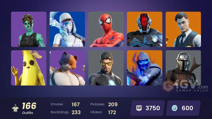 FA - [XBOX/SWITCH/PC] 166 skins | Gold Brutus | Gold Meowscles | Gold Midas | Fixer | Cloud Striker | Trilogy | Prodigy | Point Patroller 