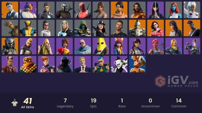 [PC/XBOX/PSN/SWITCH] 41 skins | Rox (Stage 5) | Raz | Gear Specialist Maya | Predator | Fade | Sentinel | Midas | Mandalorian | Groot 