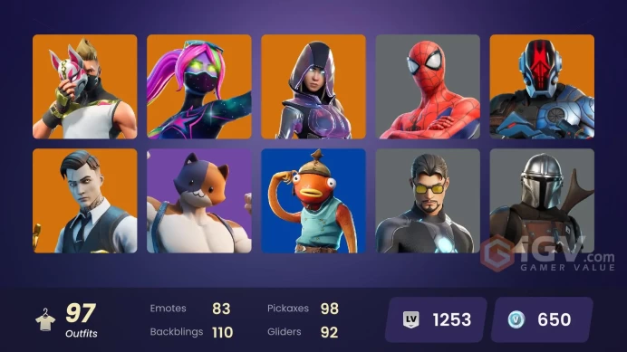 100$ spent   [PC/XBOX] 97 skins | Glow | Tony Stark | Galaxia | Mandalorian | Gold Midas | Gold Brutus | Point Patrollermssh263