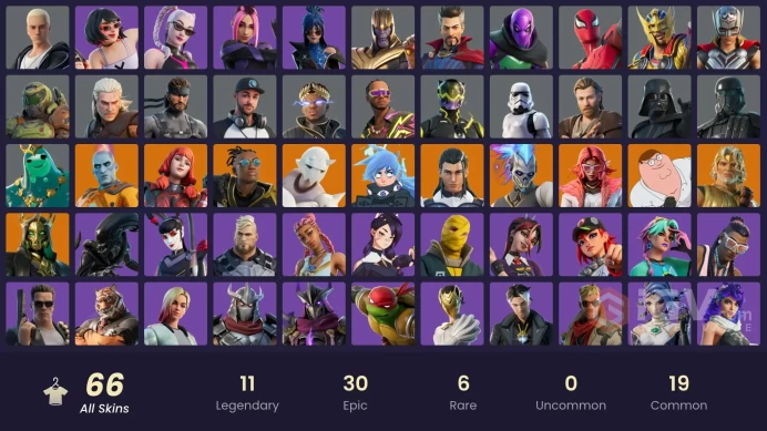 PC/PSN/XBOX/SWITCH 66 SKINS:LINA SCORCH,SUBZERO CRYPTIC,HADES,RENZO THE DESTROYER,THE ORIGIN,PETER GRIFFIN,NEZUMI,THE AGELESS,ZEUS