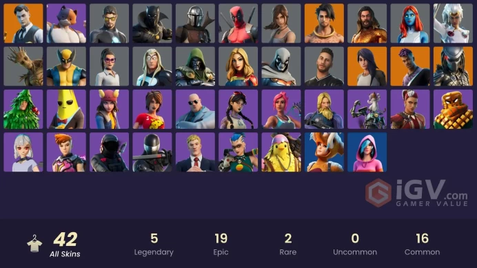 [PC/XBOX/PSN/SWITCH] 42 skins | Gold Brutus | Gold Midas | Snake Eyes | Clawz Retro | Neon Wings | Shooting Starstaff