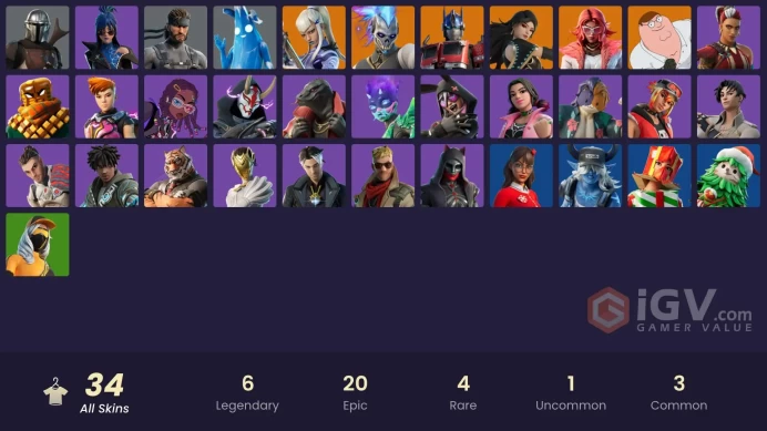 [PC-PSN-XBOX] 34 skins | Mizuki | Valeria | Peter Griffin | Renzo the Destroyer | Era | Optimus Prime | Mandalorian | Polar Peely 