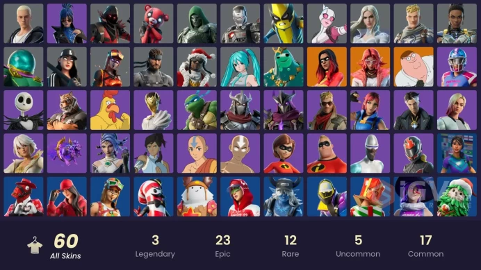 [PC-PSN-XBOX] -60 SKINS-31.000 V-BUCKS SPEND-Jack Skellington-Aura-Blaze-Pass Rush RangeR-Joltara-FULL ACCESS-