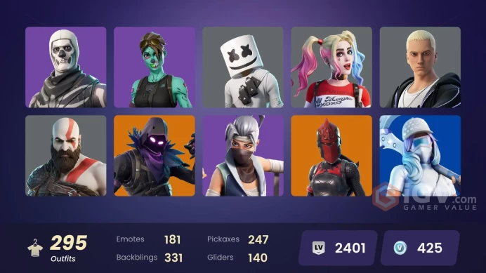 [PC-PSN-XBOX] -300 SKIN-330K V-BUCKS SPEND-Kratos+LEVIATHAN AXE-OG STW-Ryu-Lewis Hamilton-Harley Quinn-FULL ACCESS-