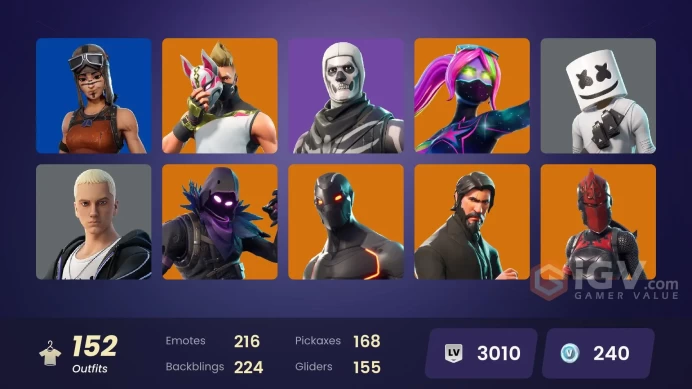 [XBOX/NINTENDO/PC]152 skins | Renegade Raider | The Reaper | Elite Agent | Gold Midas | Gold Brutus | Point Patroller | Prodigy CC123