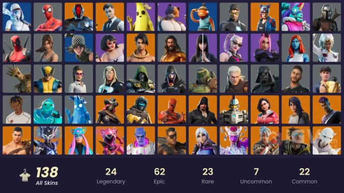 [XBOX/NINTENDO/PC]138 skins | Gold Brutus | Gold Midas | Fixer | Sultura | Cloud Striker | Heron Stance Hero | Lynx | Blackheart CC133