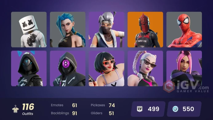 [ALL PLATFORMS]-116 SKIN-150K V-B SPEND-Arcane Jinx OG-Raptor-Velocity-Joltara-Red Knight-Marsha-Marshmello-FULL ACCESS-