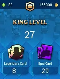 R86【KT 10_LVL 27】CARD FOUND: 95/121▰11 EMOTE▰5 YEAR PLAYED▰ARENA 13▰2 EVO SHARD▰155K GOLD