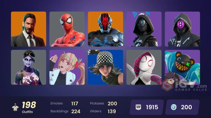 [PC/PSN-XBOX] 198 skins | Master Chief (Matte Black) | John Wick OG | DRAGON BALLS|Spider-Man Zero|Ninja|FFC SET FULL ACCESS*