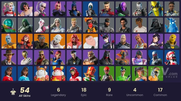 [ALL PLATFORMS]-54 SKIN-Reaper-Darth Vader-Slayer Juice WRLD-Harley Quinn OG-The Weeknd Combat-FULL ACCESS-