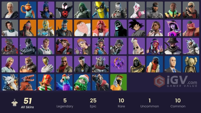 [ALL PLATFORMS]-51 SKIN-20K V-B SPEND-Fishstick-Spectra Knight-Spider-Man (Miles Morales)-Slim Shady-Khaby Lame-Goku Black-FULL ACCESS-