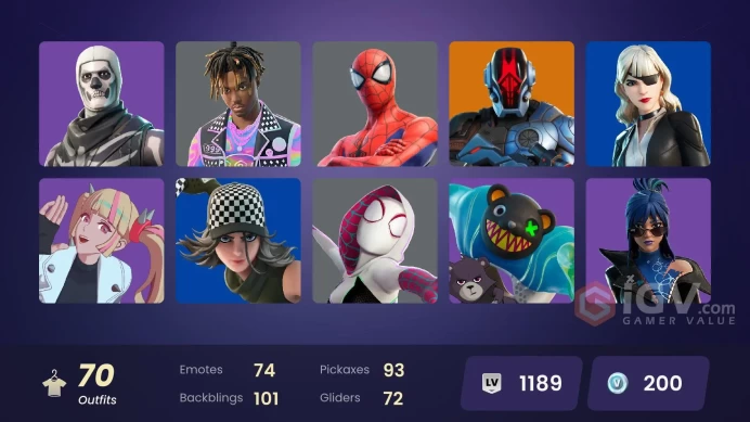 [ALL PLATFORMS]-70 SKIN-Spider-Man-Santa Dogg-Juice WRLD-Skull Trooper-Reaper-FULL ACCESS-