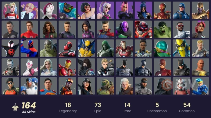 [ALL PLATFORMS]-164 SKIN-150K V-BUCKS SPEND-Games Guard-Front Man-Games Manager-Harley Quinn-Thanos-Championship Aura-FULL ACCESS-