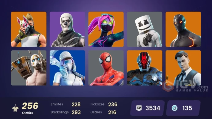 255 skins | OG STW | Blue Team Leader | Leviathan Axe | Gold Midas | Blue Striker | Carbon Commando | Lina Scorch | 35 VB