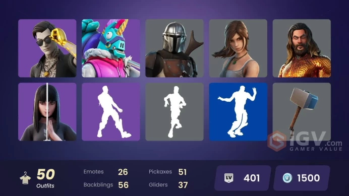 [PC/PSN/XBOX] 50 skins | Lara Croft | Mandalorian | Menace (Challenger Menace - Flame) | Alli | Deadeye | Vi | Fade Zka835