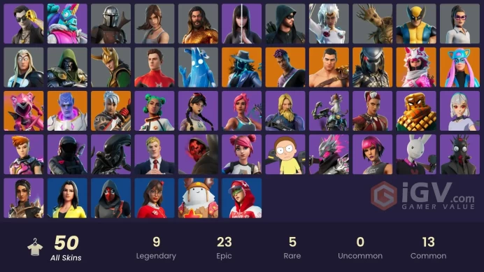 [PC/PSN/XBOX] 50 skins | Lara Croft | Mandalorian | Menace (Challenger Menace - Flame) | Alli | Deadeye | Vi | Fade Zka835