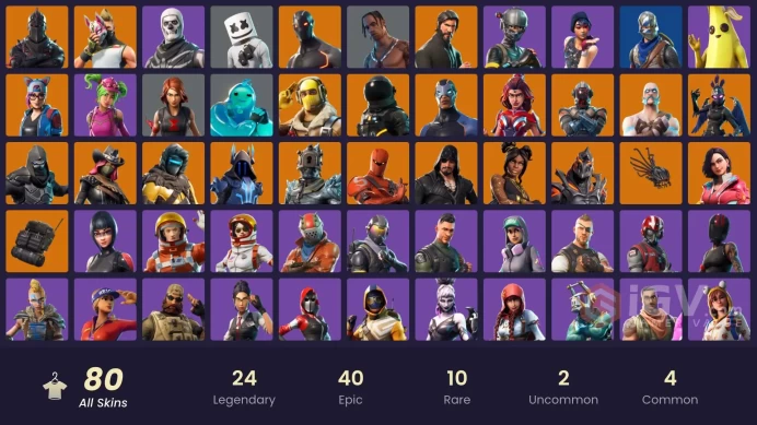 PC,PSN,XBOX 80 SKINS FA - BLACK KNIGHT - REAPER - TRAVIS SCOTT - SHADOW OPS - BLACK WIDOW - NARUTO - SKULL TROOPER - FLOSS RK158