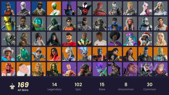 PC,PSN,XBOX 169 SKINS FA - BACKLASH - JOLTARA - SIR RAVEN - RAPHAEL - MILES MORALES - KNIGHT CONQUEROR - REBOOT MAN - RENEGADE RAIDER RK161