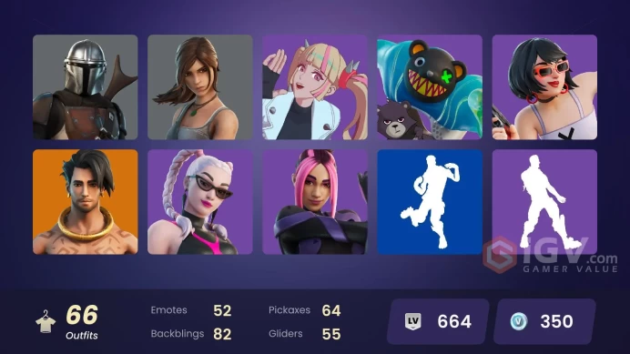 PC,PSN,XBOX 66 SKINS FA - MANDALORIAN - BATMAN - LARA CROFT - ECO - JOKER - JELLIE - SLUMBER RK174