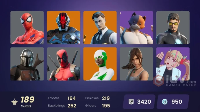 PC,PSN,XBOX 189 SKINS FA - DARTH VADER - BACKLASH - SPIDER-GWEN - KOR - RICK - EREN - LARA CROFT - EMMA FROST - FELINA RK142