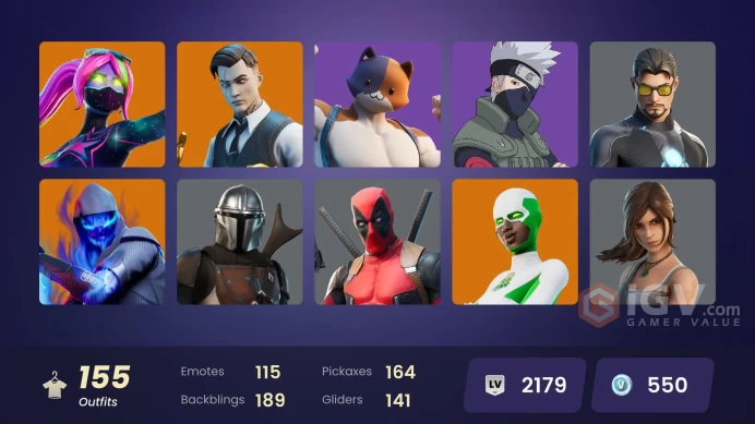 PC,PSN,XBOX 155 SKINS FA - STW - BACKLASH - GALAXIA - NARUTO - MIDORIYA - LARA CROFT - RICK - SPIDER-GWEN - GOKU BLACK - KOR RK111
