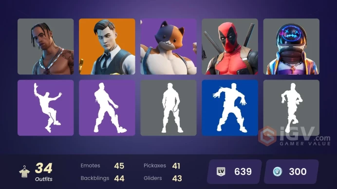 PC/PSN/Xbox/Nintendo 34 skins | Travis Scott | Astro Jack | Gold Midas | Point Patroller | Tart Tycoon | Gear Specialist Maya | Joey | Fade 