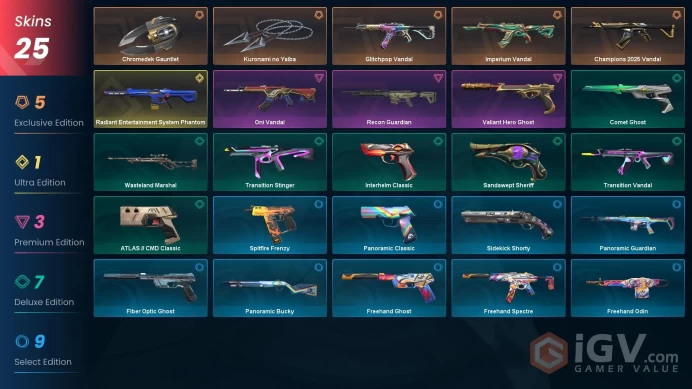 [EU] - SKINS 25 - KNIFE 2 - Radiant Entertainment System Phantom - Champions 2025 Vandal - Kuronami no Yaiba - FULL ACCESS - INSTANT DELIVERY