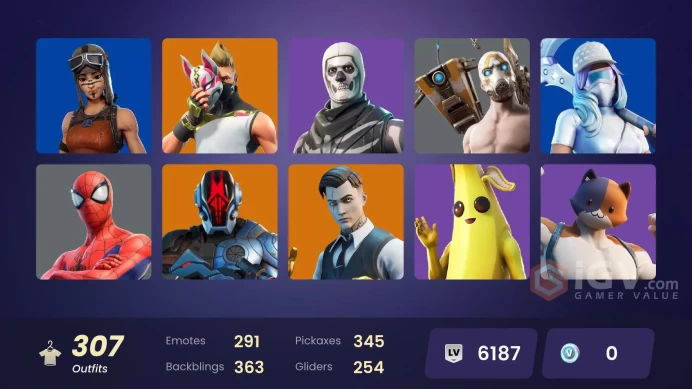 [ALL PLATFORMS]-306 Skin-342 Pickaxes-289 Emotes-254 Gliders-Unchained Ramirez OG-Psycho Bandit OG-Blaze-Skull Trooper-T-800-Renegade Raider