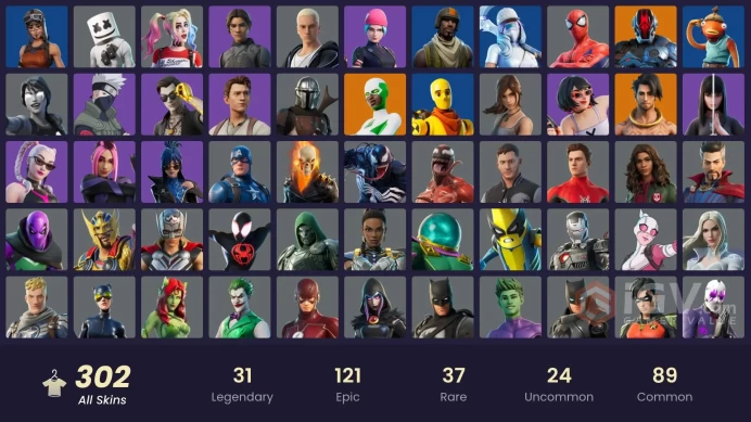 [FA] [All Platforms] 302 skins | Wildcat | Renegade Raider | Naruto Uzumaki | Snake Eyes | FNCS Champion Seeker | 300 VB | Parental Control