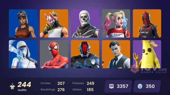 [All Platforms] 244 skins | Renegade Raider | Leviathan Axe | Gold Midas | Gold Meowscles | Gold Brutus | Rox | 220 VB | Parental Control