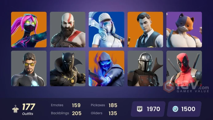 [ALL PLATFORMS] 177 Skin+177 Pickaxe+159 Emote+135 Gliders | Kratos | Gold Midas | Gold Brutus | FNCS Renegade | FULL ACCESS/CHANGEABLE MAIL