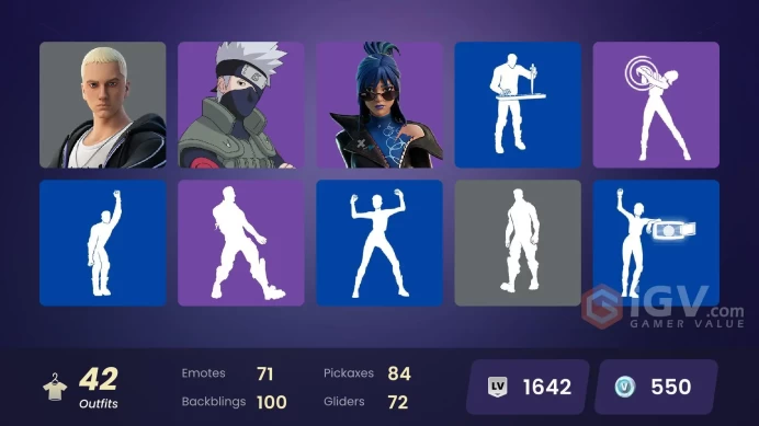 [ALL PLATFORMS]-42 Skin-84 pickaxes-71 emote-72 gliders-Michael Myers-Jack Skellington-Khaby Lame-Maverick-Kakashi Hatake-Aura-Full Access-