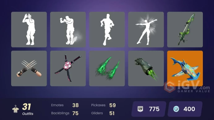 [ALL PLATFORMS]-31 skin-59 pickaxes-38 emotes-51 glider-FULL ACCESS-