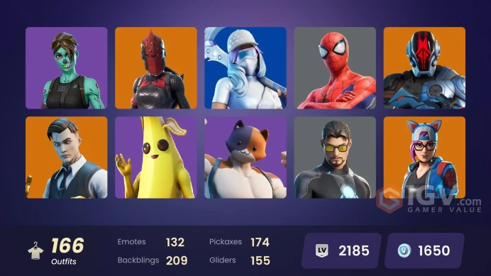 [ALL PLATFORMS]-166 Skins-174 Pickaxes (Merry Mint Axe)-132 Emotes-155 Gliders-Neo Versa-Red Knight-Dynamo-Cryptic-Skull Ranger-FULL ACCESS